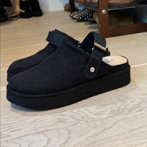 Black Suede Slip-On Clogs